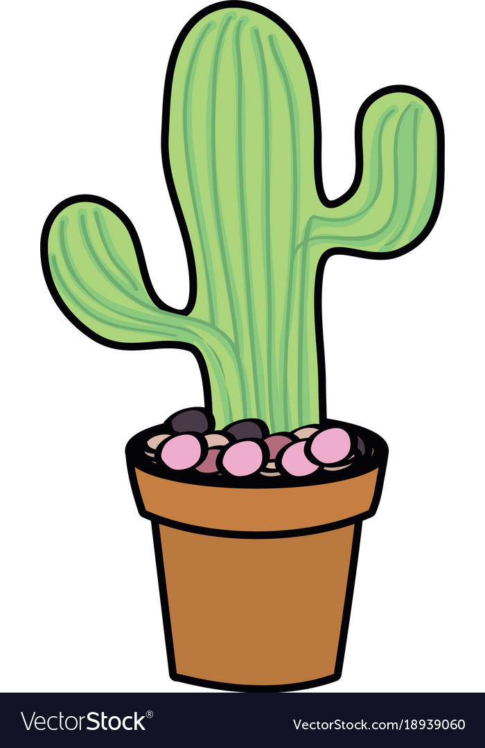 Cactus Pot PNG Image, Cute Green Cactus Cartoon With Pot, Cactus