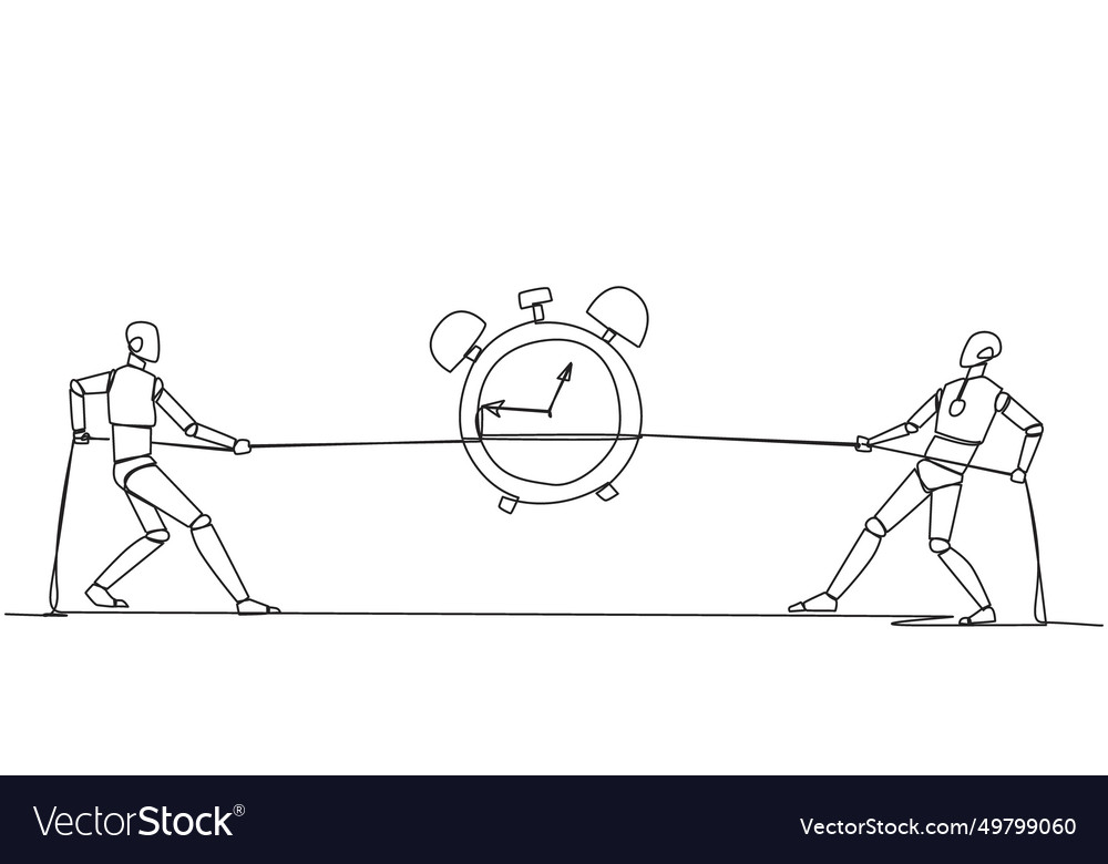 Continuous one line drawing two smart robots