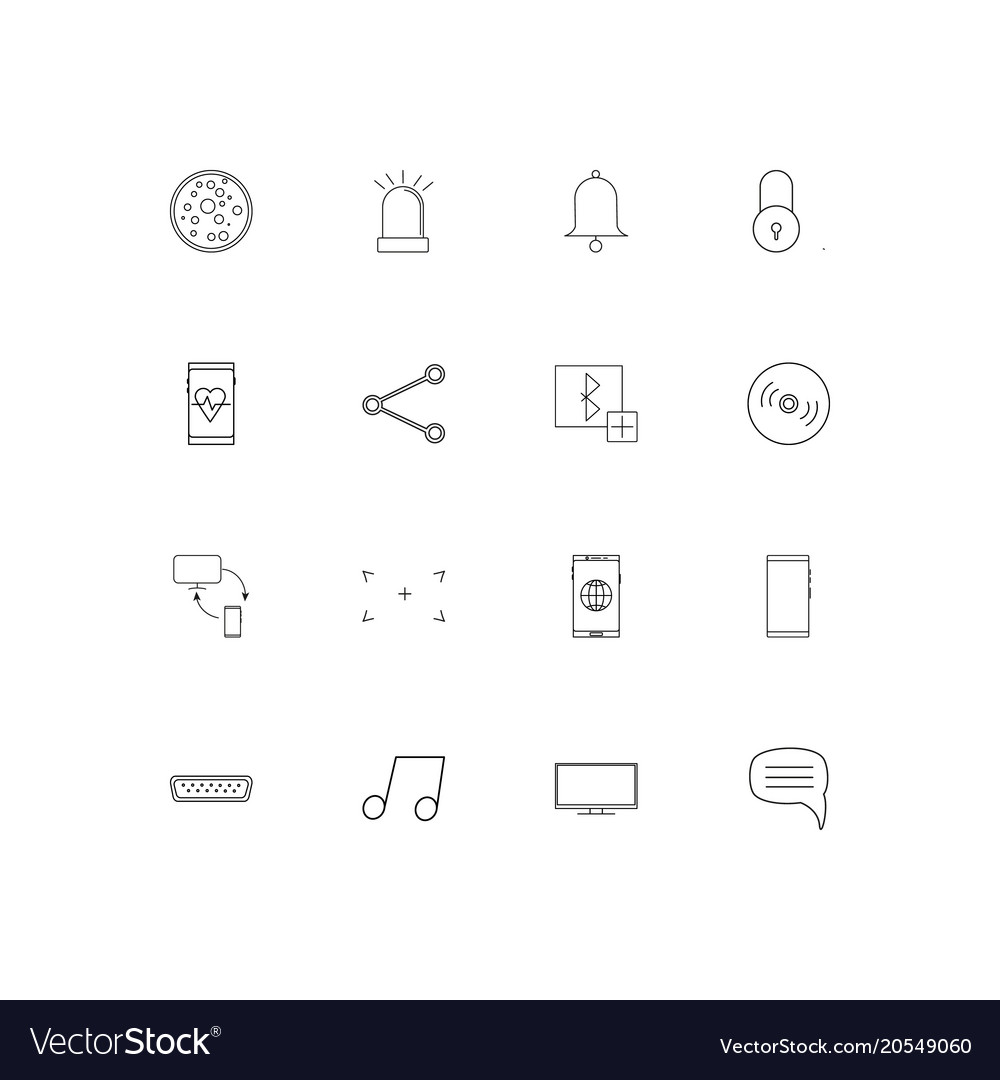 Devices simple linear icons set outlined