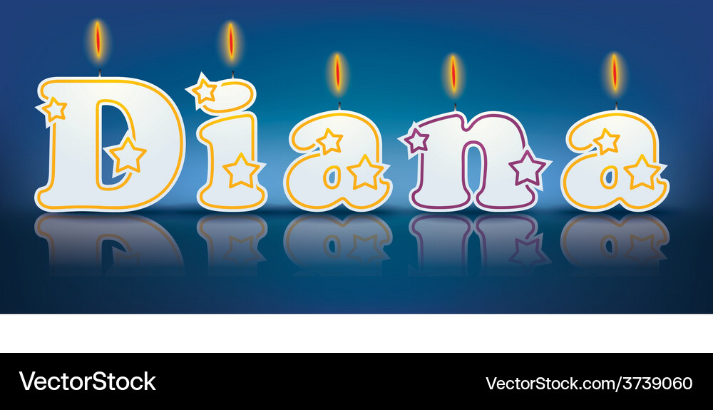 DIANA written with burning candles Royalty Free Vector Image