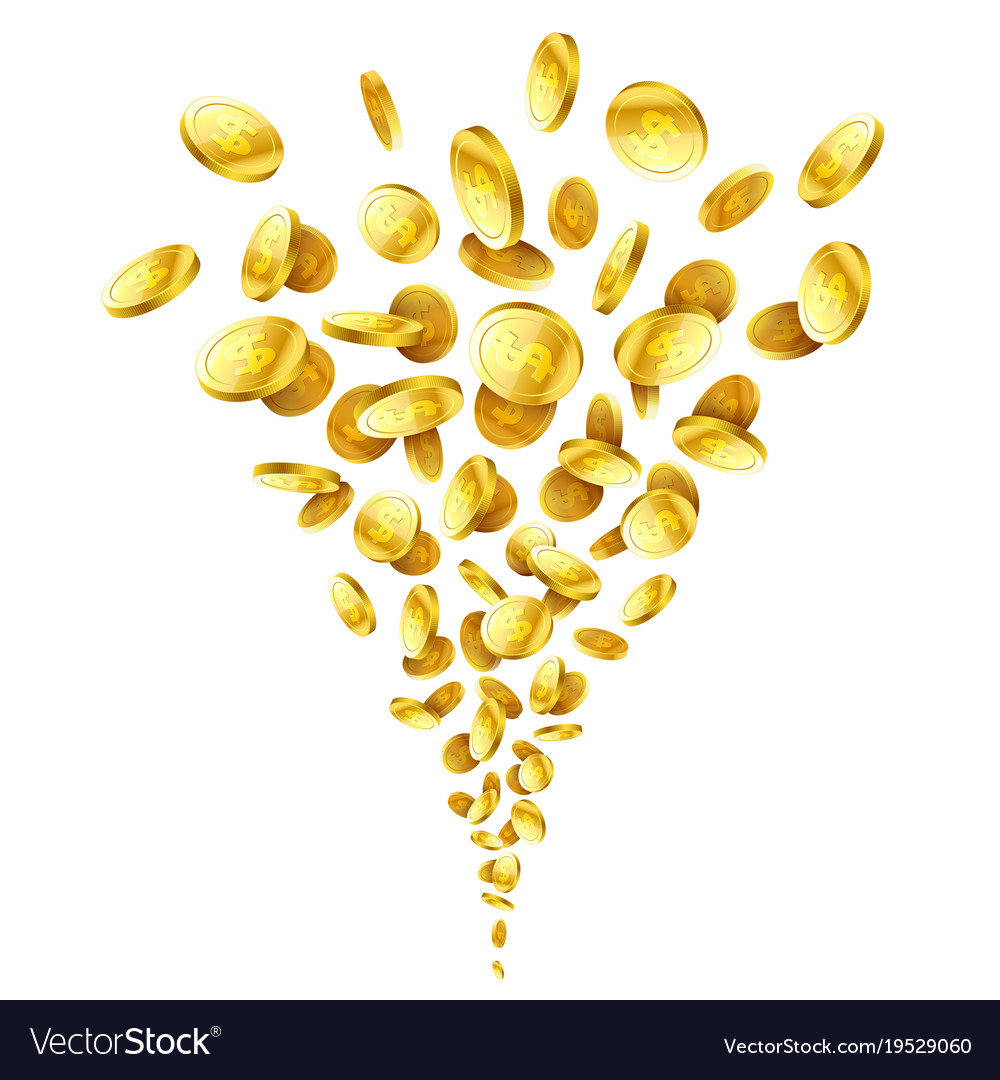 Flying gold coins Royalty Free Vector Image - VectorStock