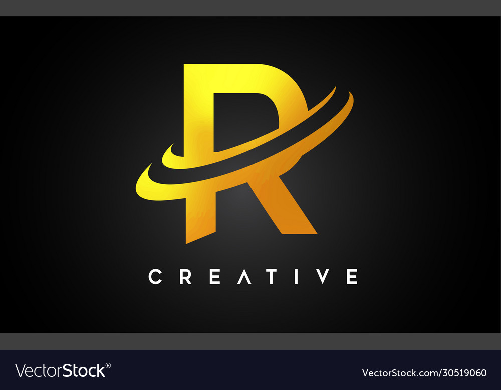 Golden letter r logo r letter design with golden Vector Image