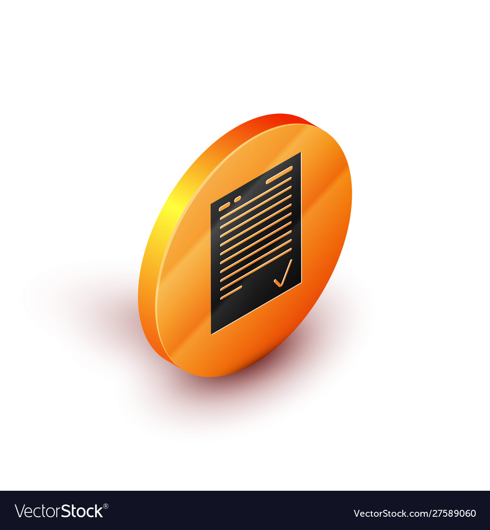 Isometric exam sheet with check mark icon isolated