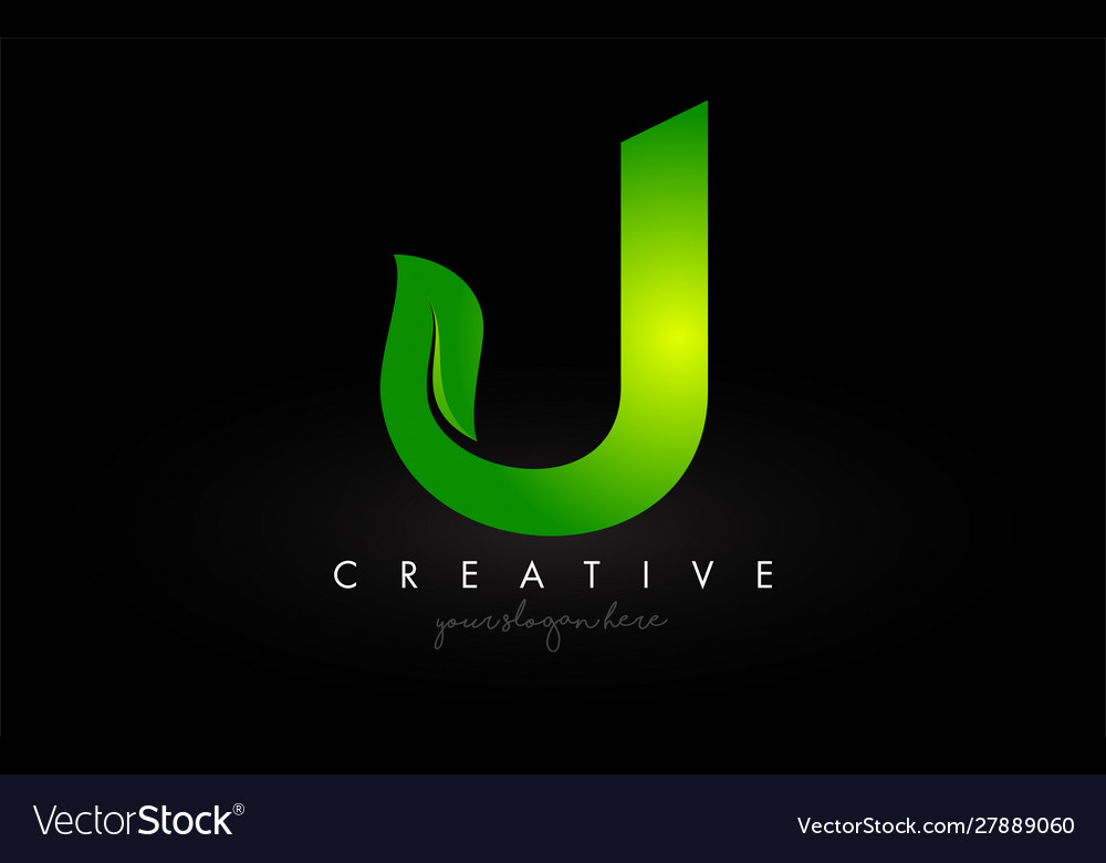 J leaf letter logo icon design in green colors