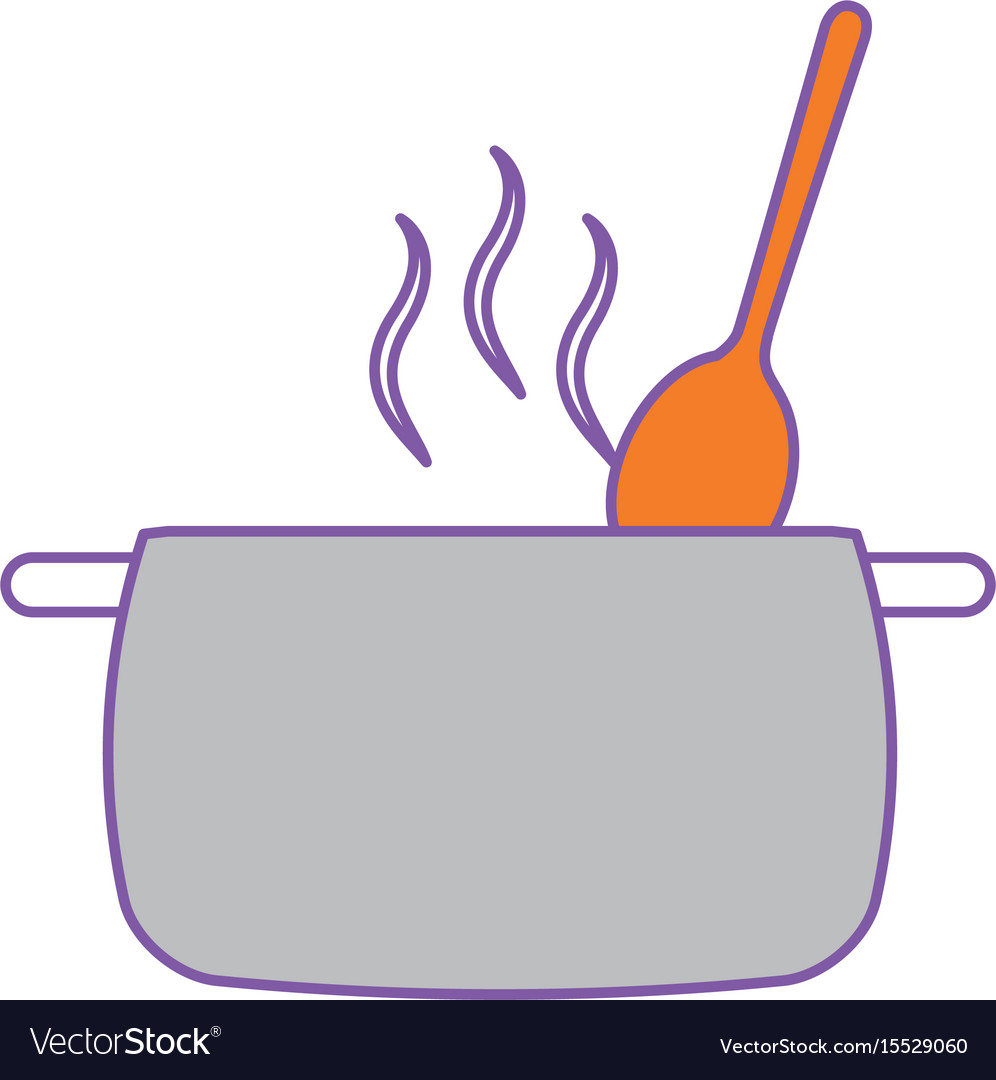 Kitchen Pot With Spoon Royalty Free Vector Image