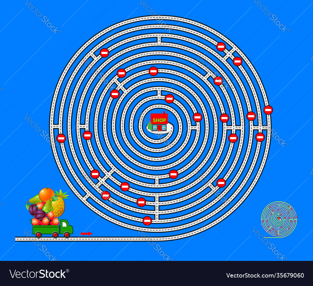 Logic puzzle game with labyrinth for children