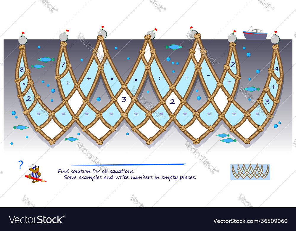 Math logic puzzle game for smartest find solution vector image Math logic puzzle game for smartest find solution
