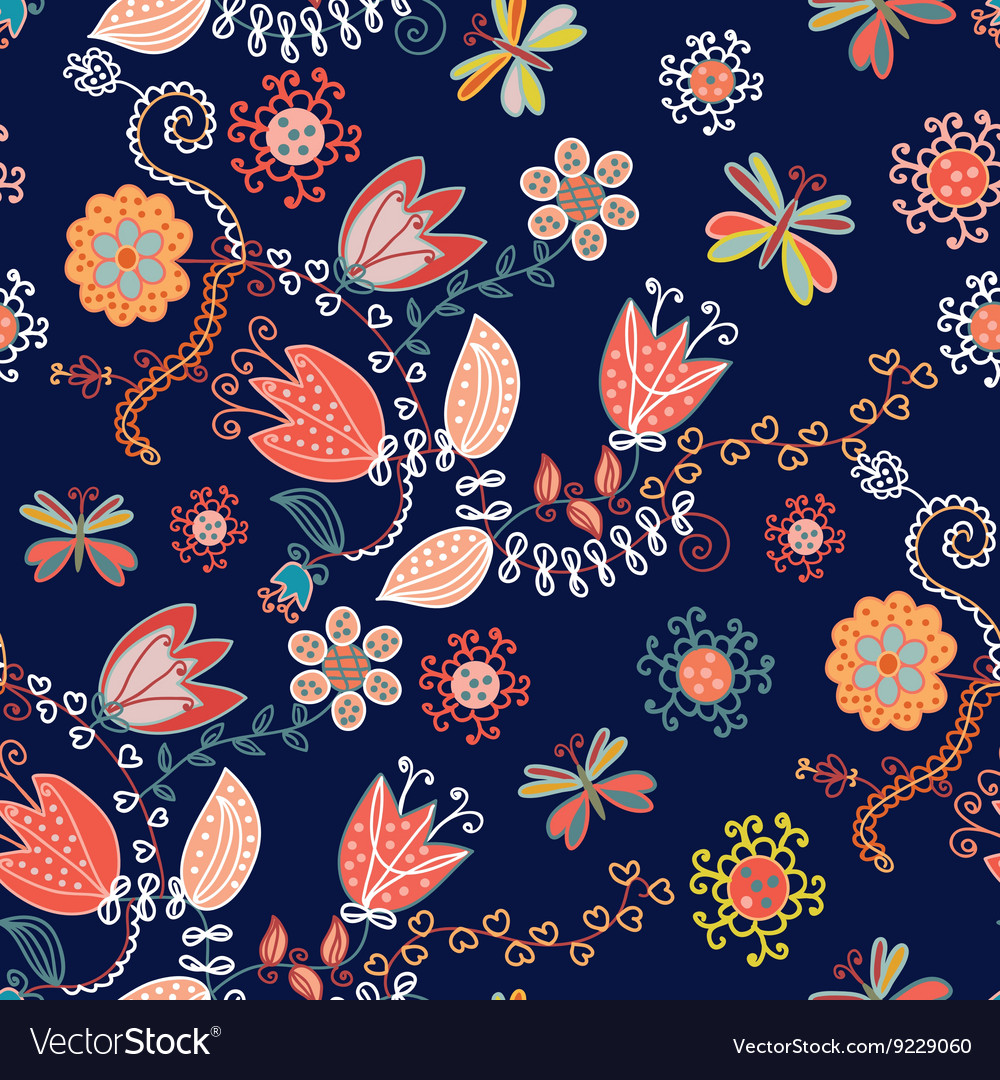 Ornamental floral seamless pattern for textile