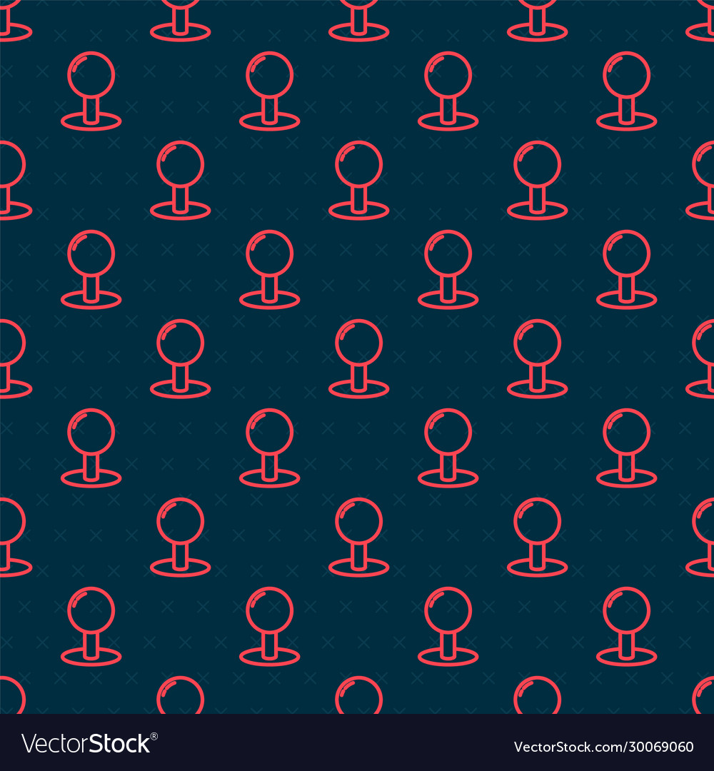 Red line push pin icon isolated seamless pattern vector image Red line push pin icon isolated seamless pattern