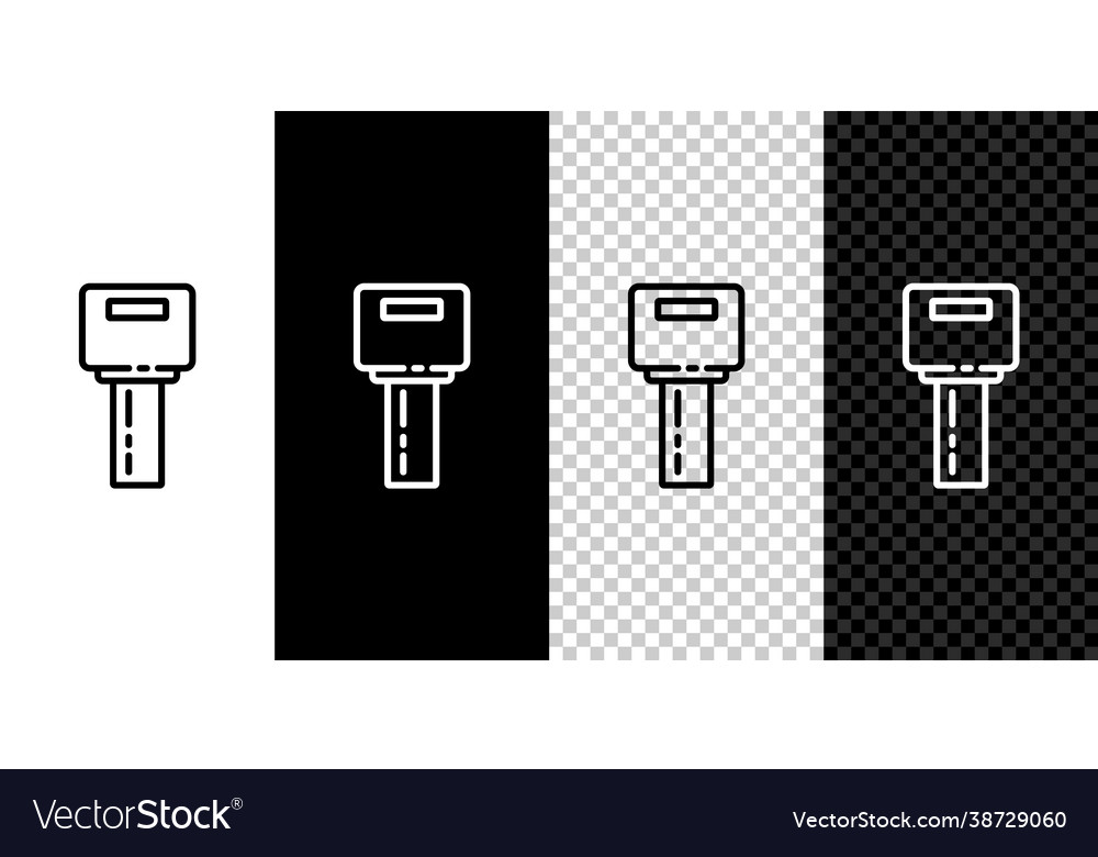 Set line car key with remote icon isolated