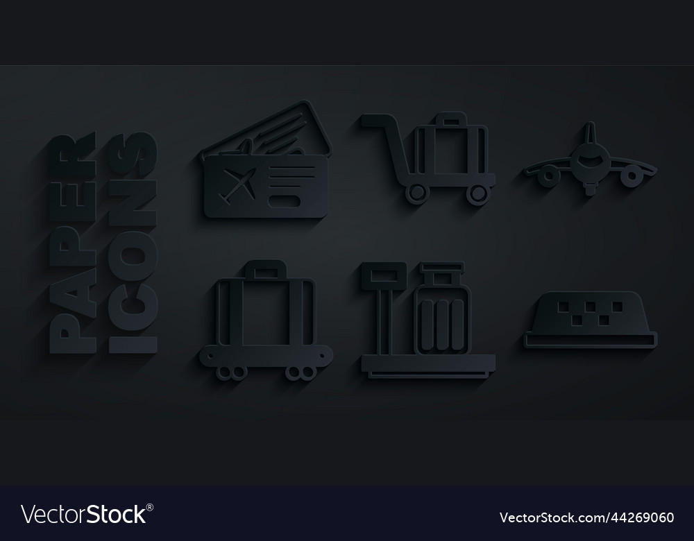 Set scale with suitcase plane conveyor belt Vector Image