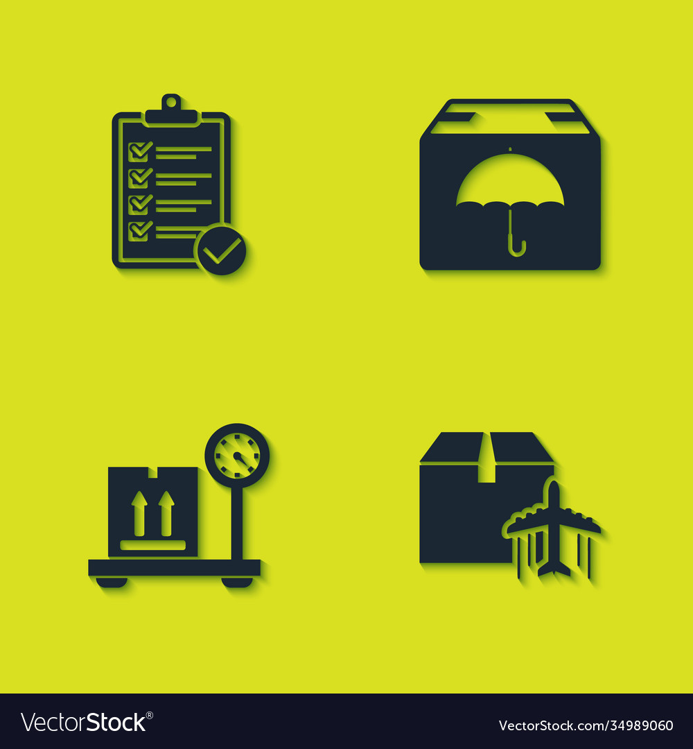 Set verification delivery list plane vector image Set verification delivery list plane