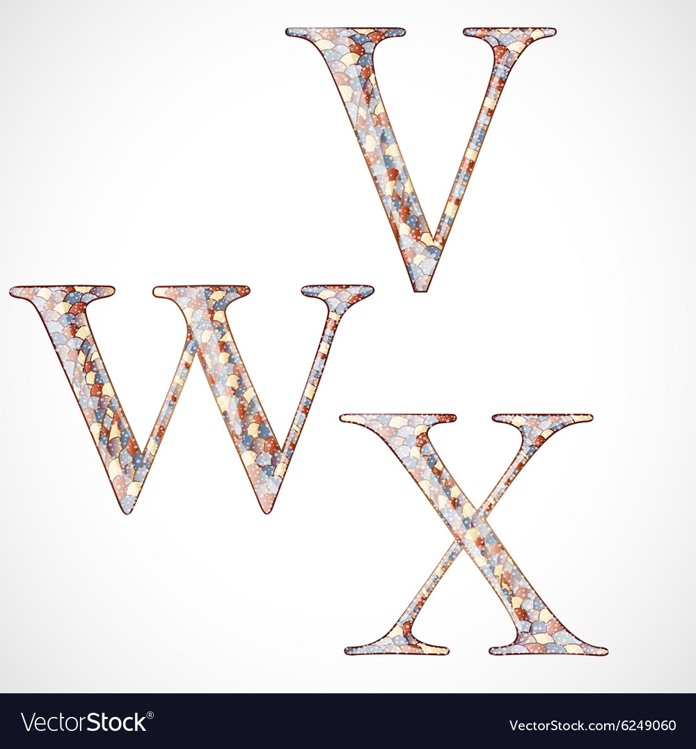 Set with abstract letters