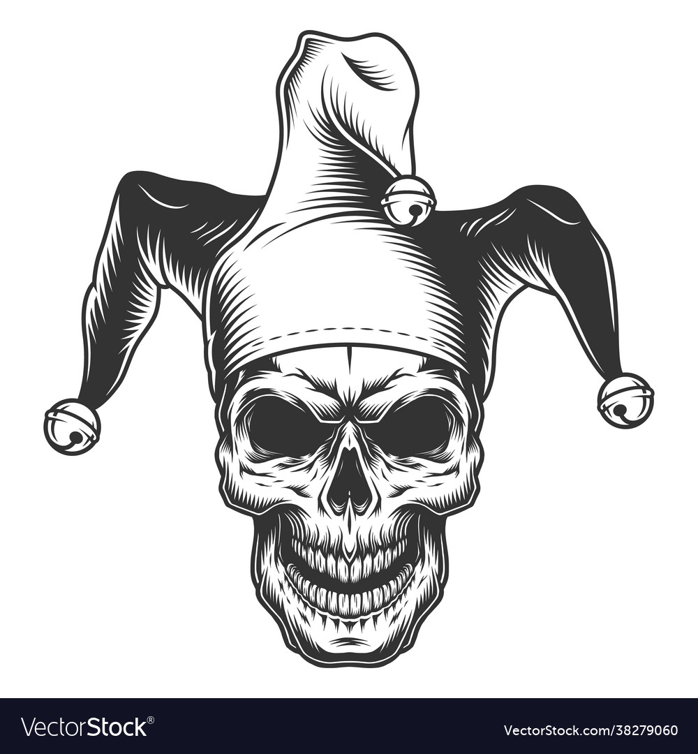 Skull in jester hat Royalty Free Vector Image - VectorStock