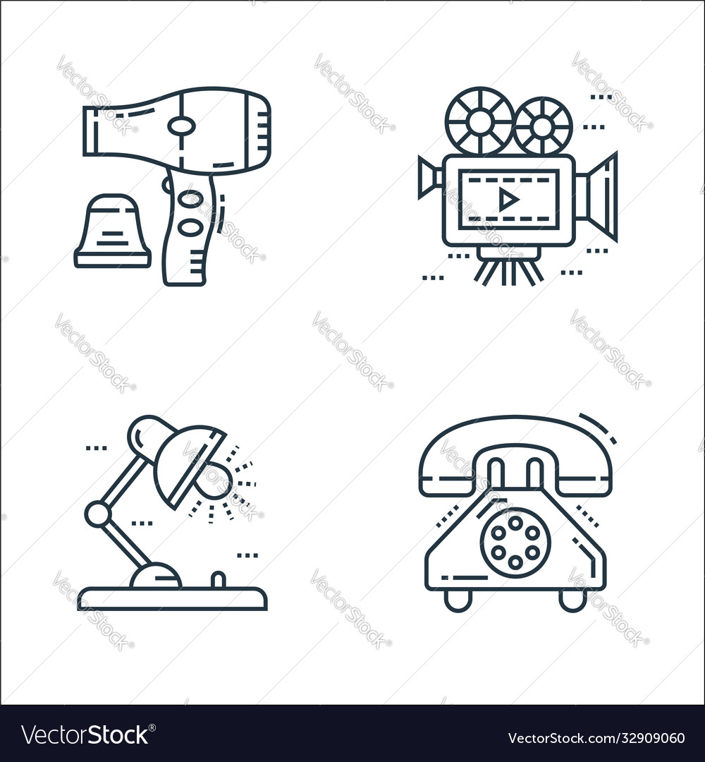 Technology devices line icons linear set quality vector image Technology devices line icons linear set quality
