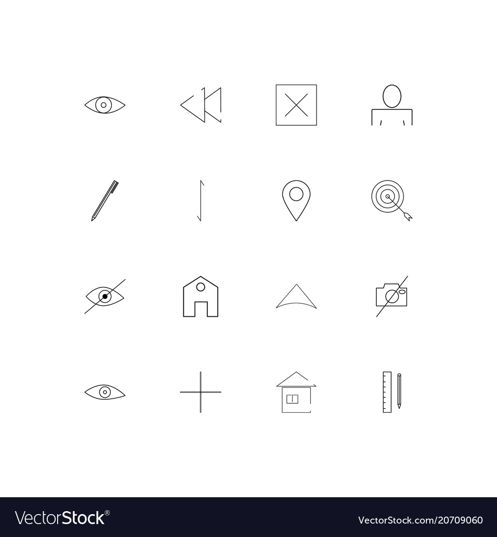 User interface simple linear icons set outlined