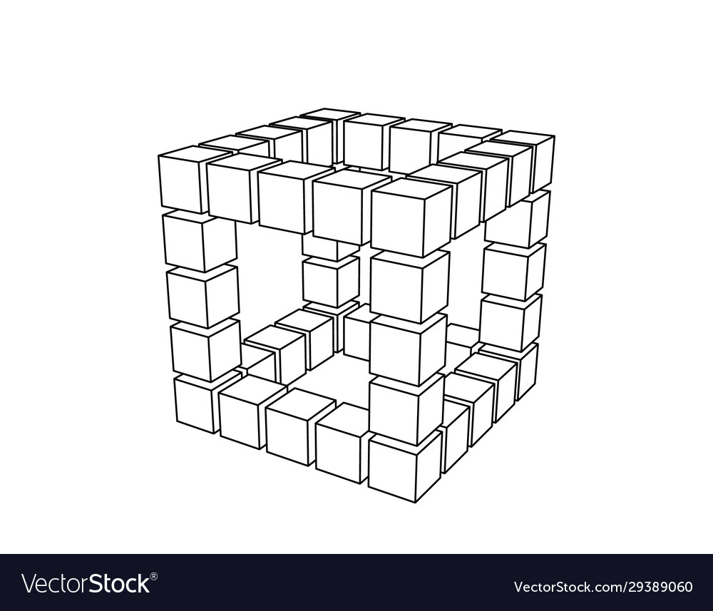 Wireframe cube from cubes outline
