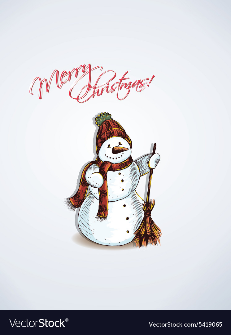 Christmas with snow man Royalty Free Vector Image