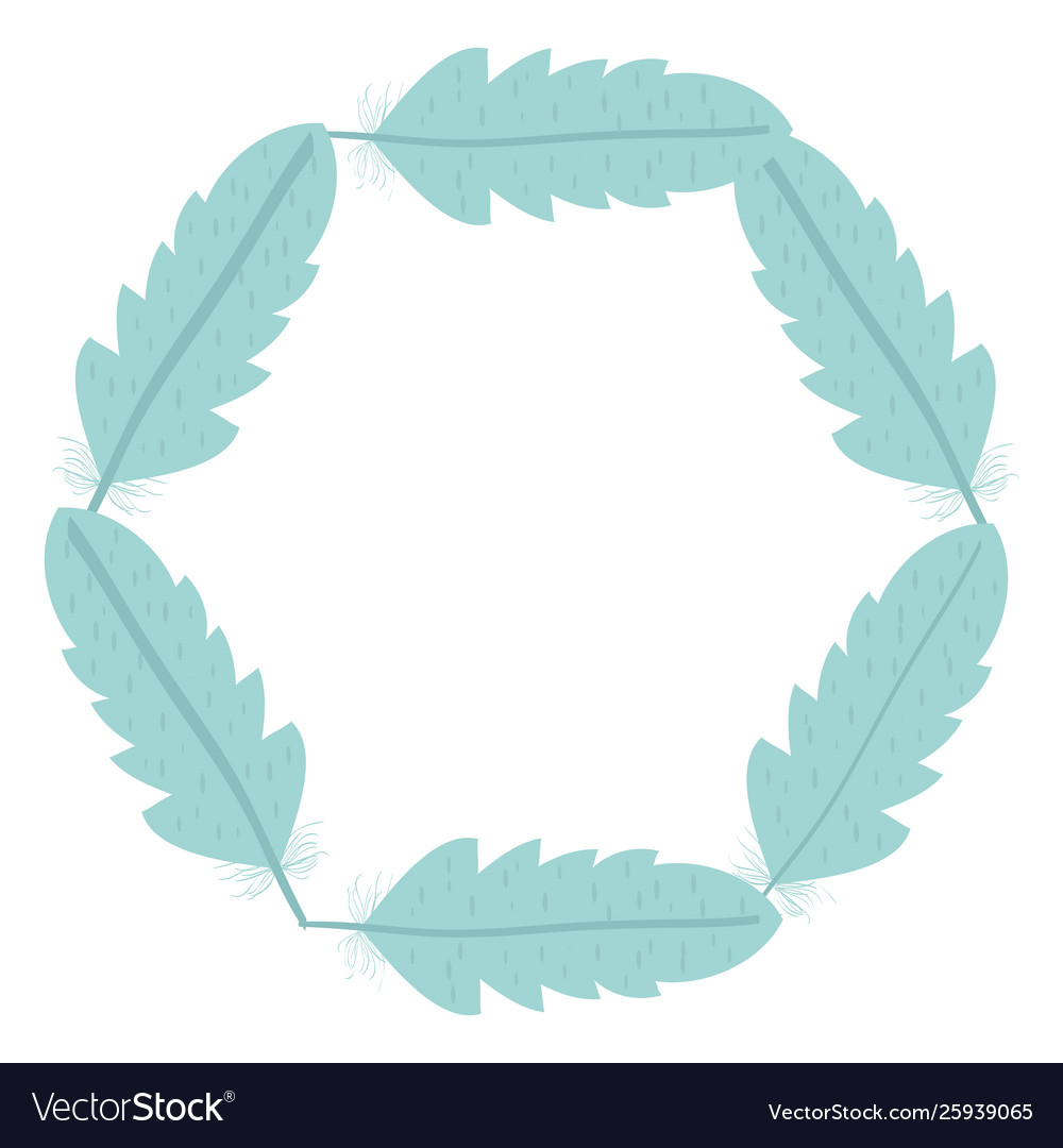 Circular bohemian frame with feathers