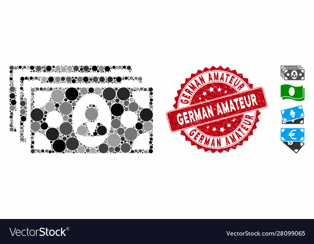 Collage banknotes icon with textured german
