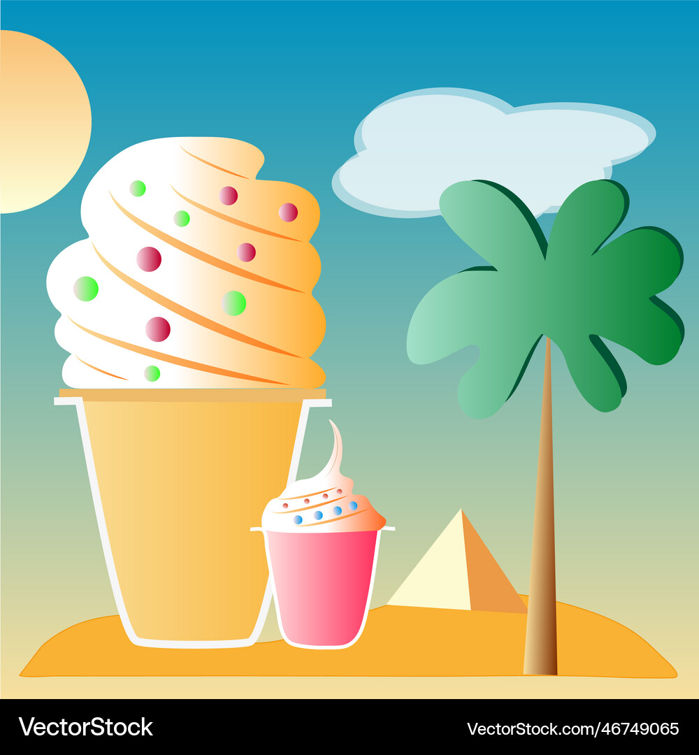 Cooling drinks and ice cream in hot summer Vector Image