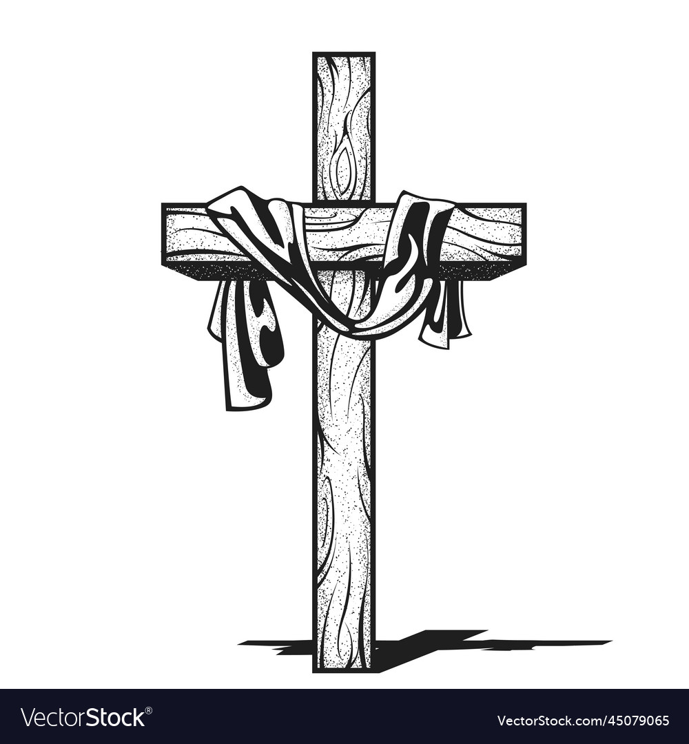 Cross with canvas crucifix with hanging down Vector Image