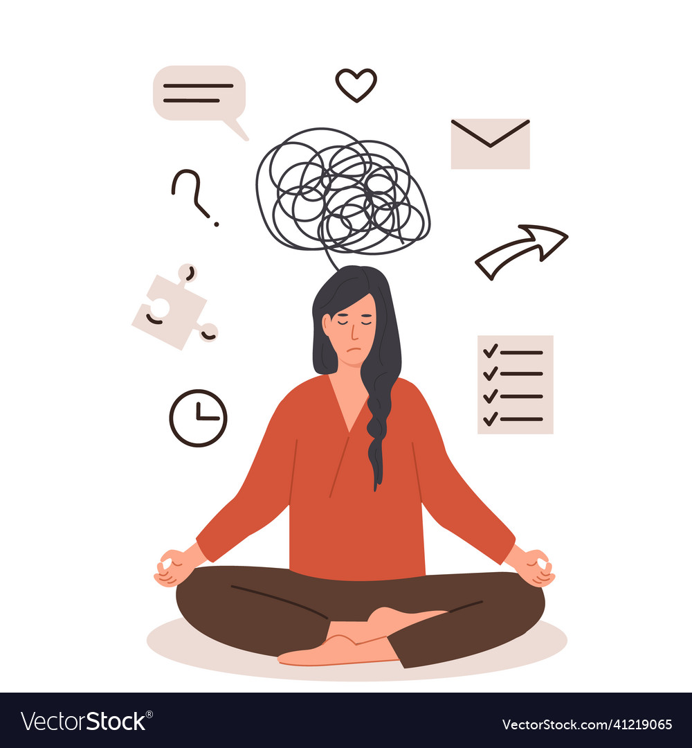 Human Head With Many Thoughts Task And Ideas Vector Image