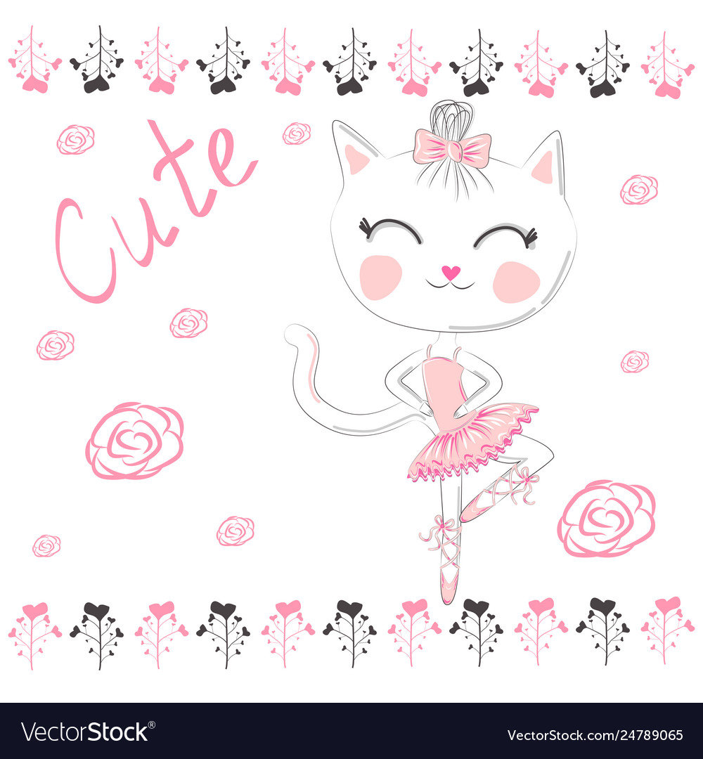 Love ballet doodle cute dancing cat