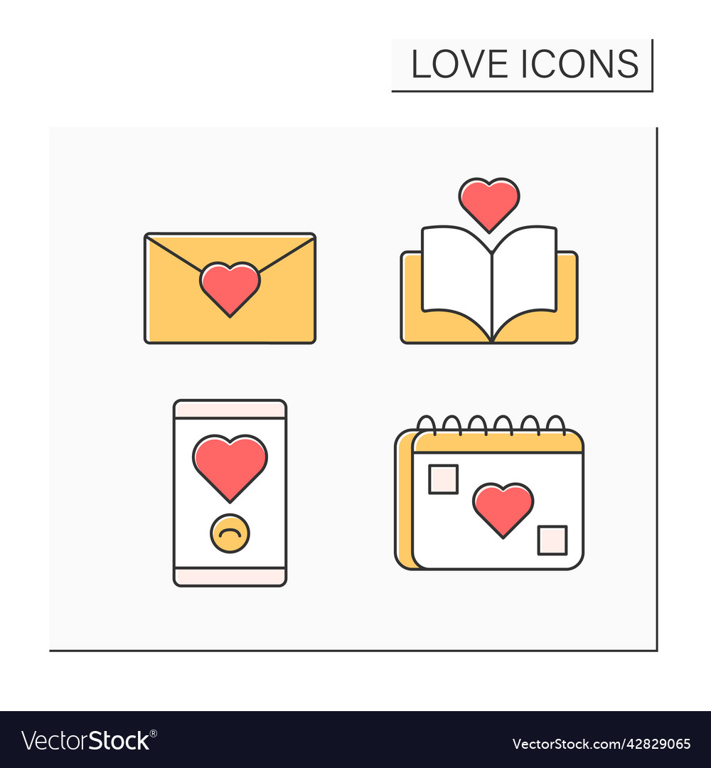 Love color icons set