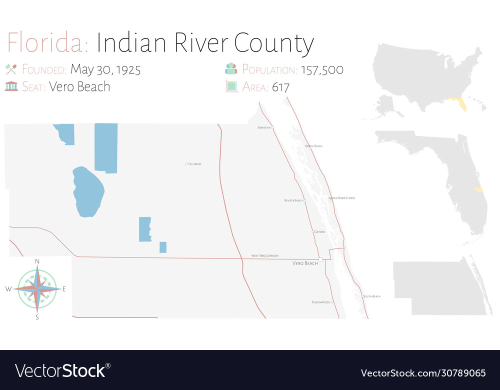 Indian River Florida Map - Map Indian River County In Florida Vector 30789065