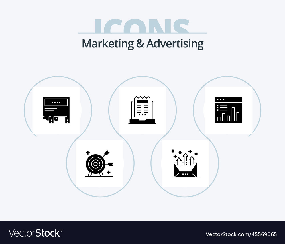 Marketing and advertising glyph icon pack 5