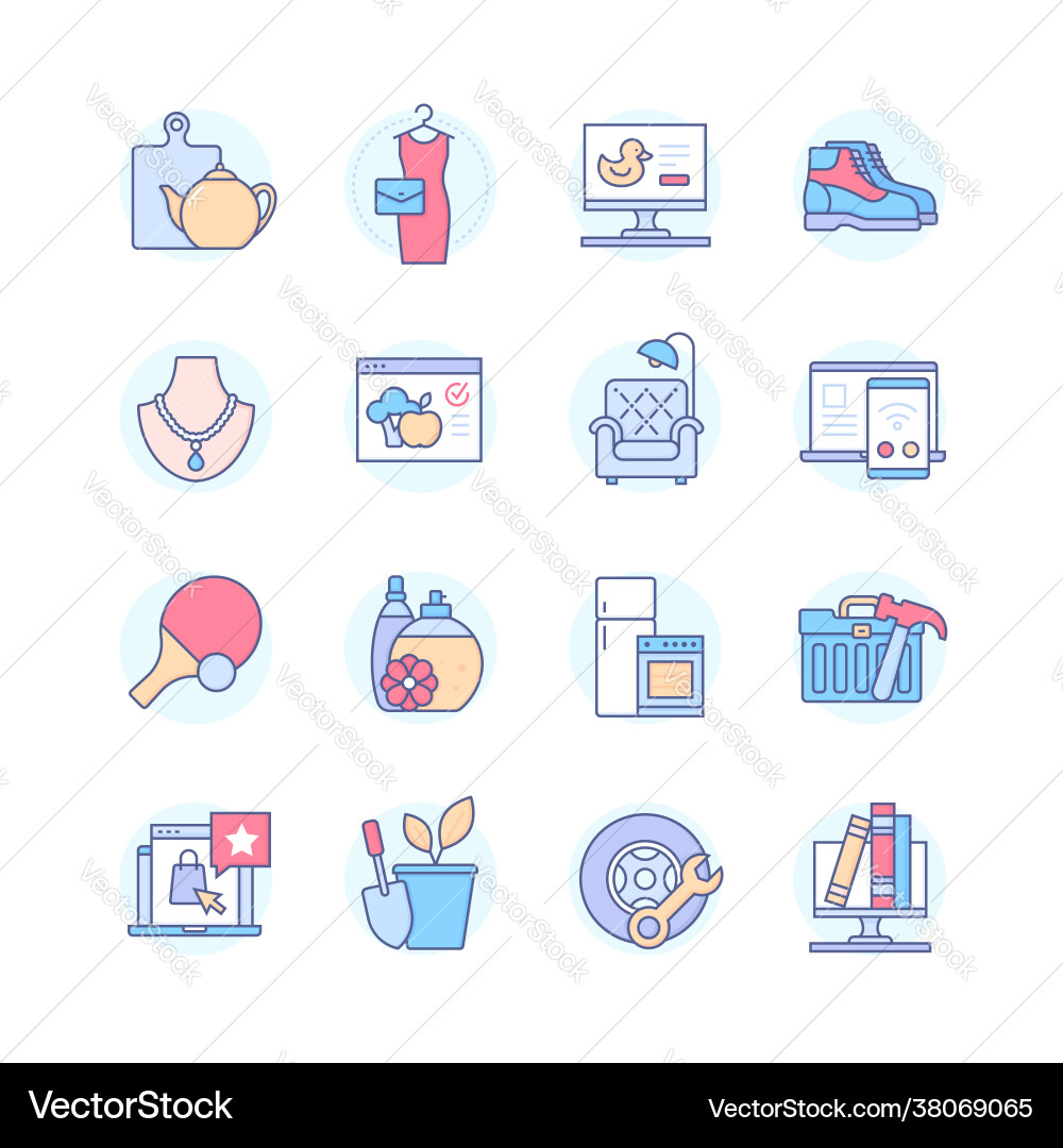 Online shopping categories line design style Vector Image