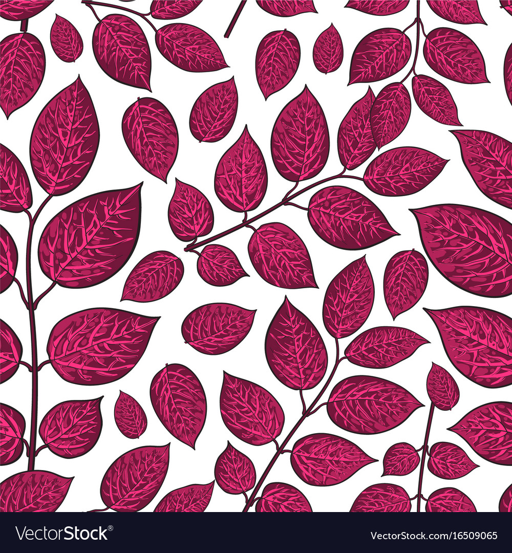 Seamless pattern of birch honeysuckle dark red