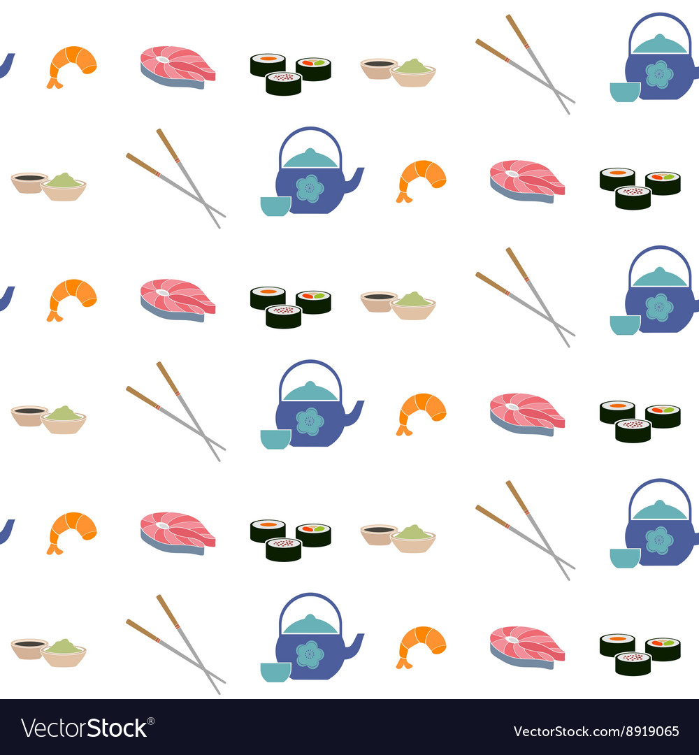 Seamless pattern with sushi icons