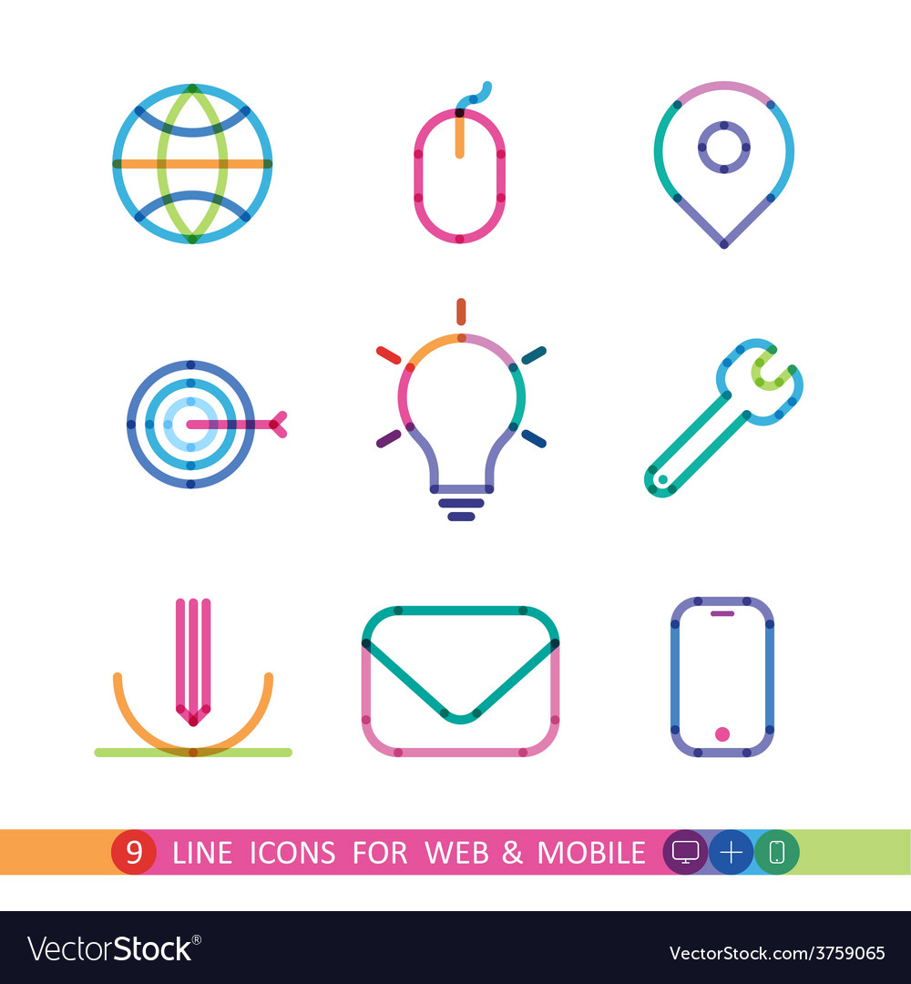 Set from 9 color universal icons for web