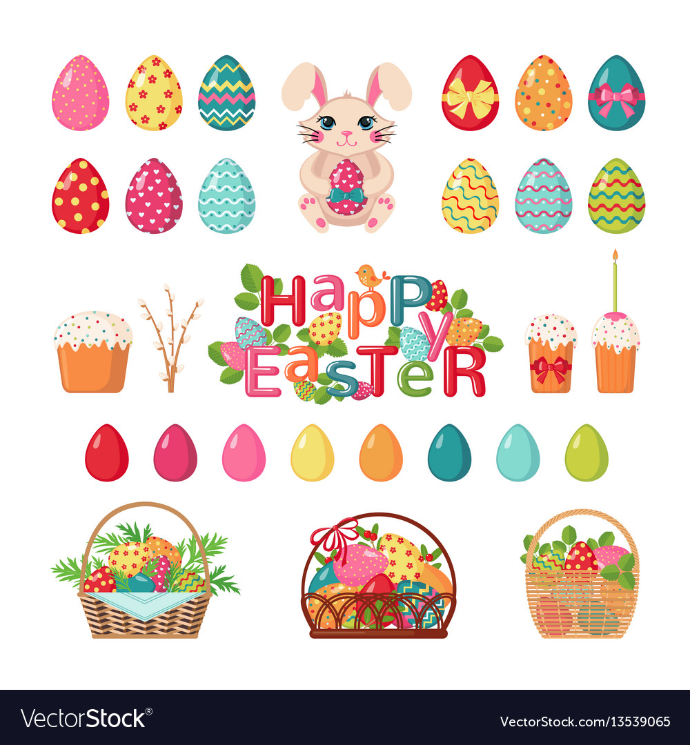 Set of easter icons vector image Set of easter icons