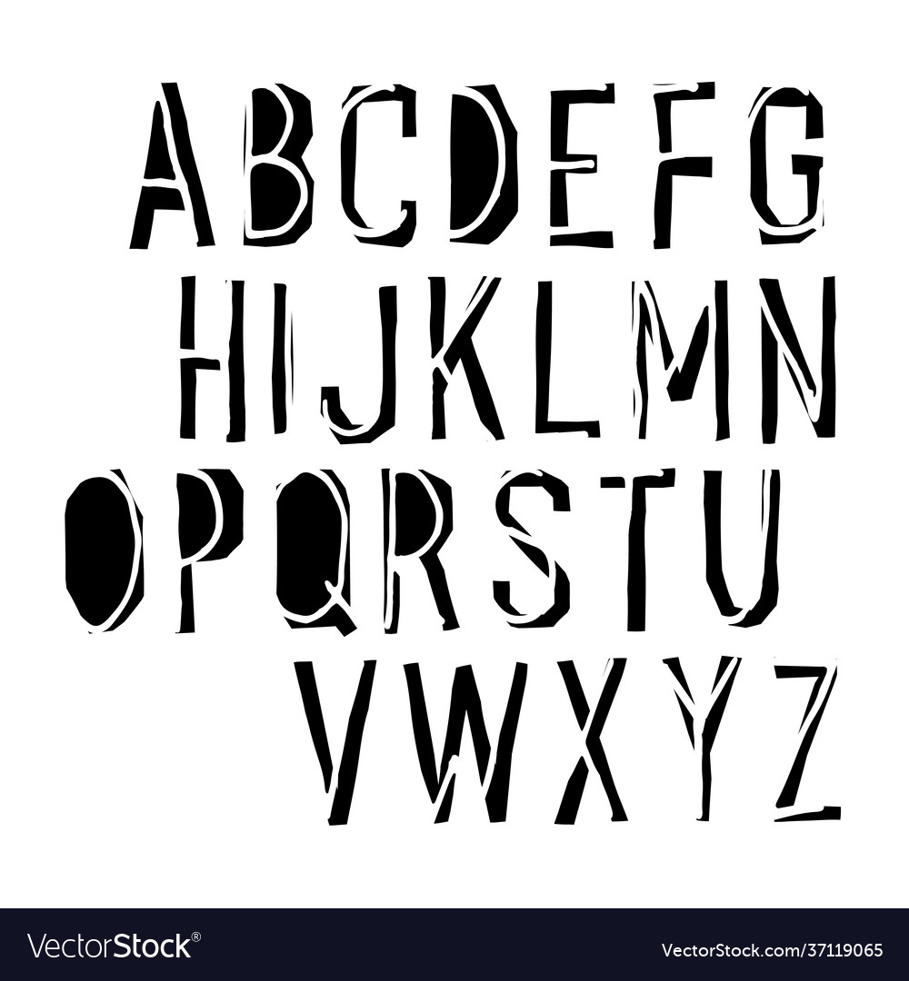 Shadow hand drawn alphabet hand drawn letters Vector Image