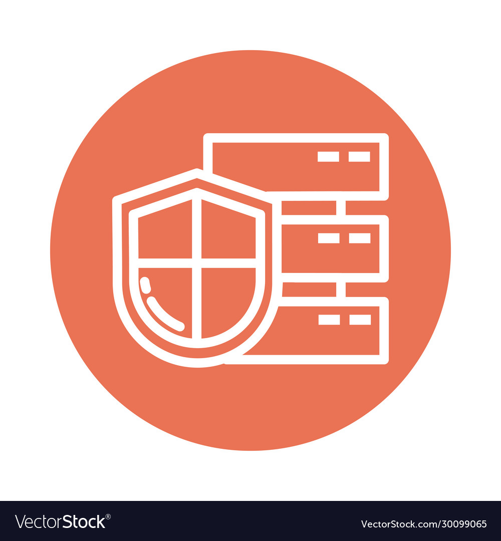 Shield with database block and flat style icon