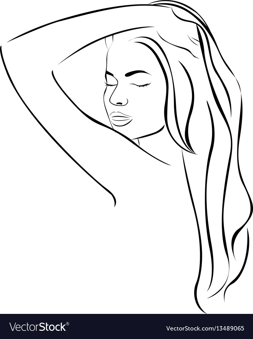 Sketch female half body sensual silhouette with Vector Image