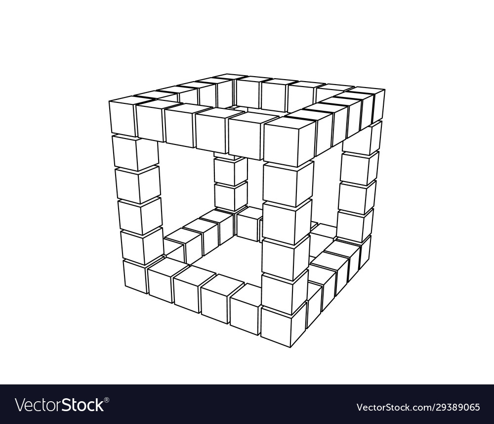 Wireframe cube from cubes outline