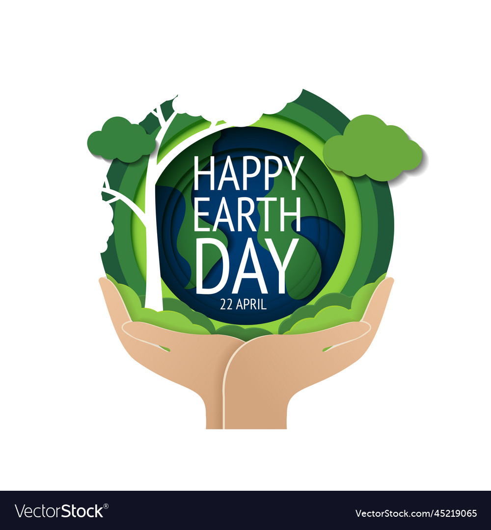 With the globe world map and hands for saving vector image With the globe world map and hands for saving