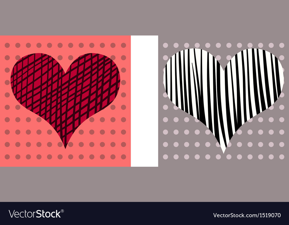 Beautiful valentine cards with decorative hearts