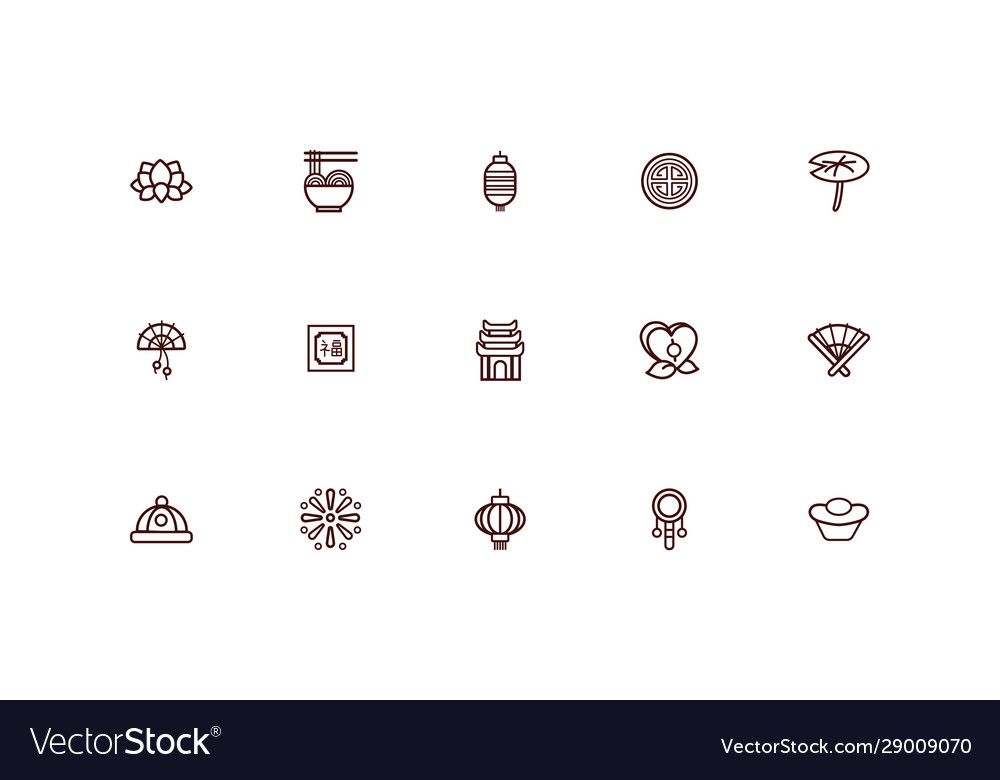 Bundle chinese new year set icons Royalty Free Vector Image