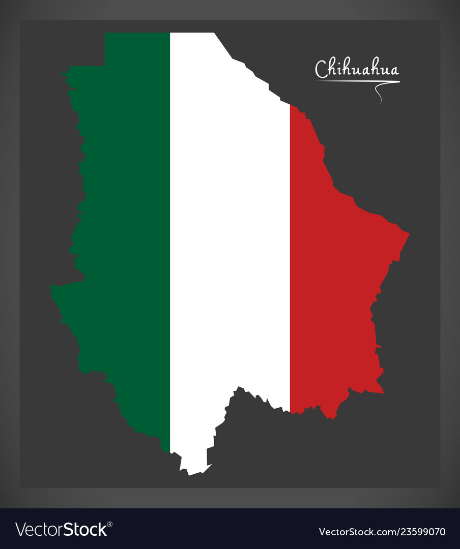 Chihuahua map with mexican national flag