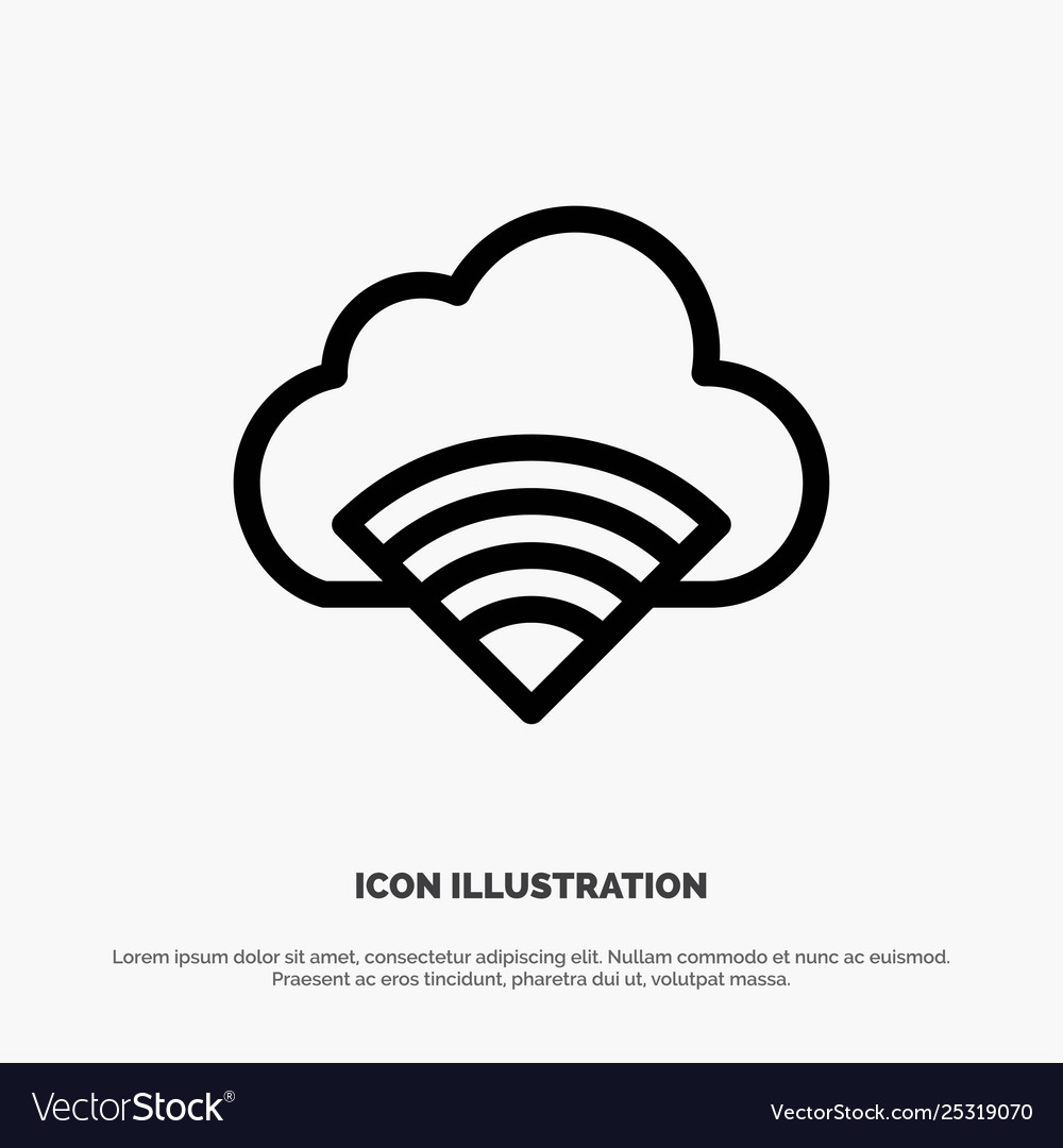 Cloud connection wifi signal line icon vector image Cloud connection wifi signal line icon