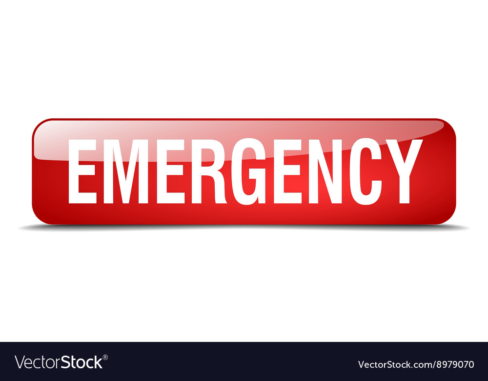 Emergency red square 3d realistic isolated web