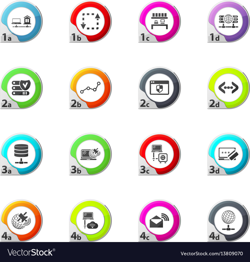 Internet server network icons set vector image Internet server network icons set