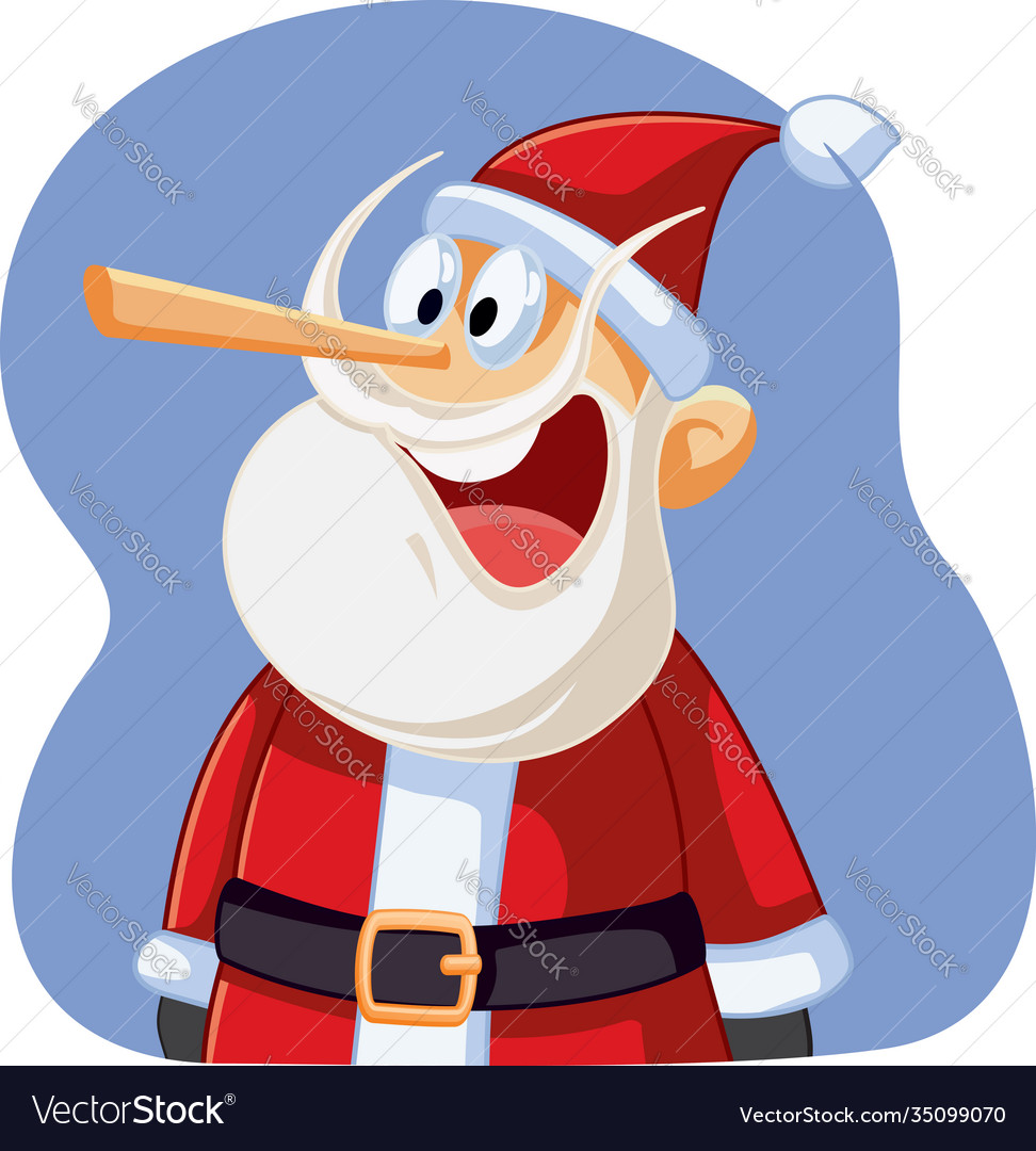 Liar santa claus with long nose cartoon Royalty Free Vector