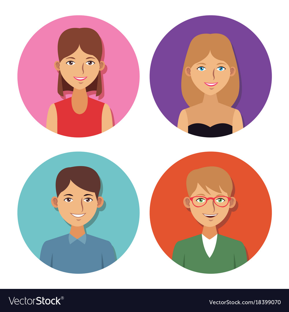 People in round icons Royalty Free Vector Image