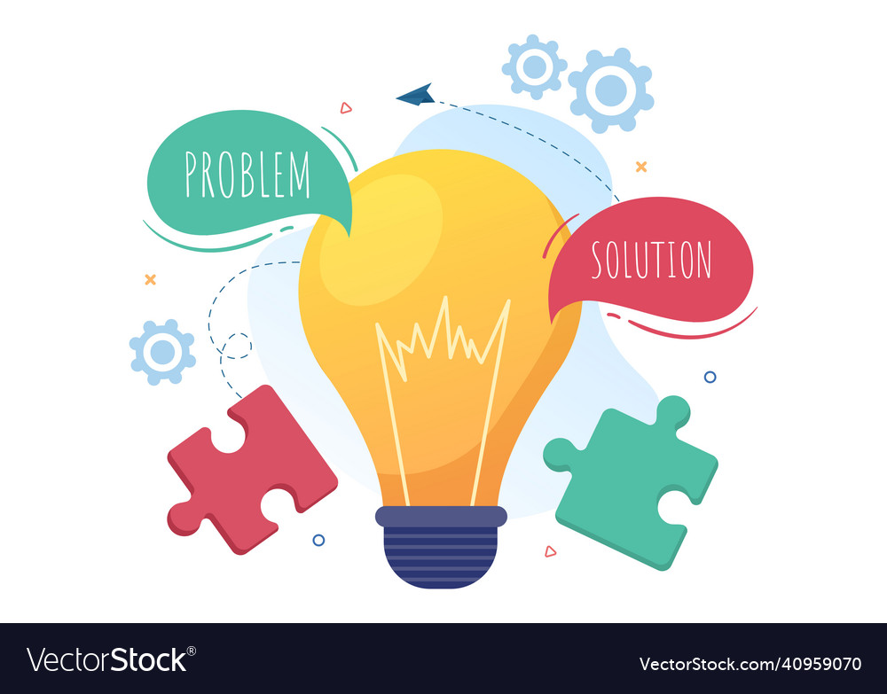 Problem and solution in business solving to look vector image Problem and solution in business solving to look